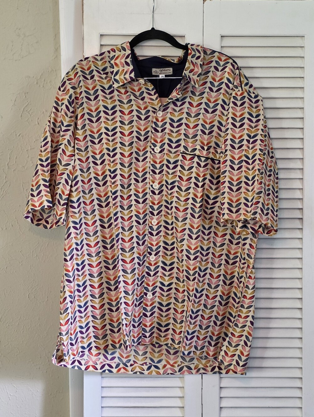 Apsara 3XL Multicolor Leaf Print Button Front Shirt NWT